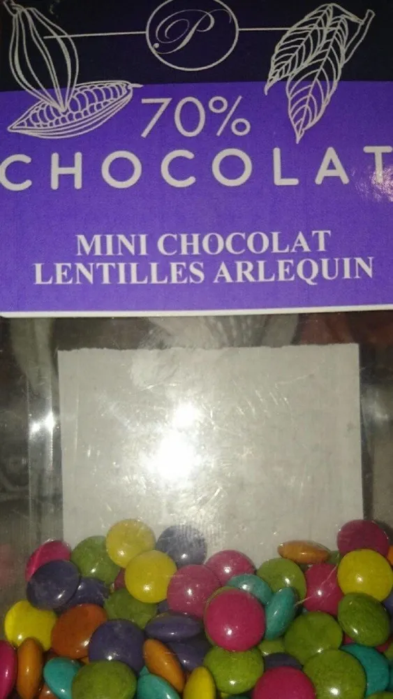 Mini chocolat lentilles arlequin 70%chocolat