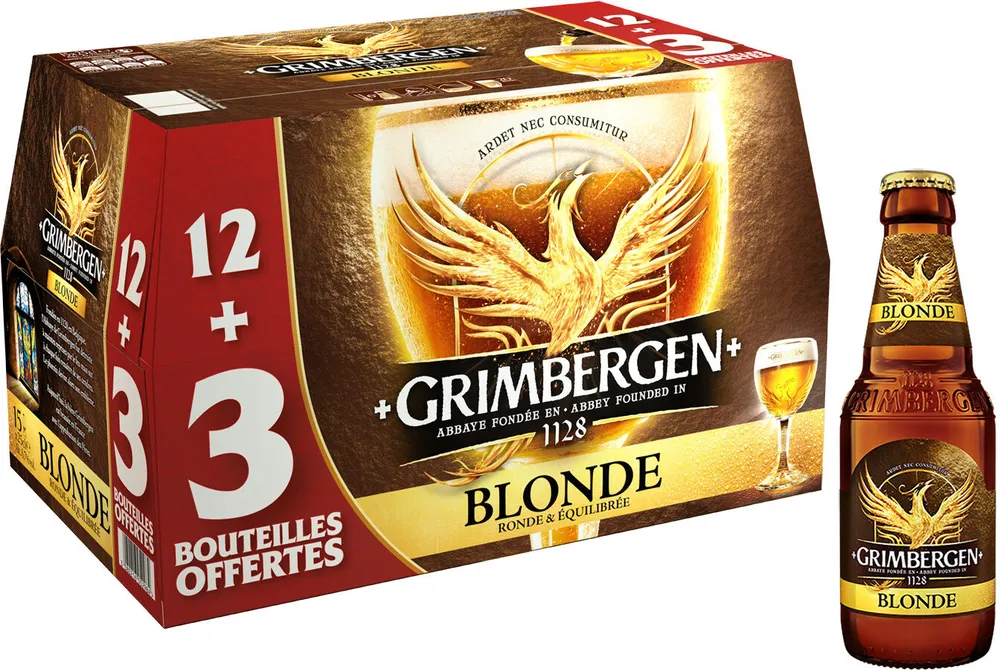 Grimbergen Bière d'Abbaye 12X25CL GRIMBERGEN + 3 BOUTEILLES O 6.7 DEGRE ALCOOL