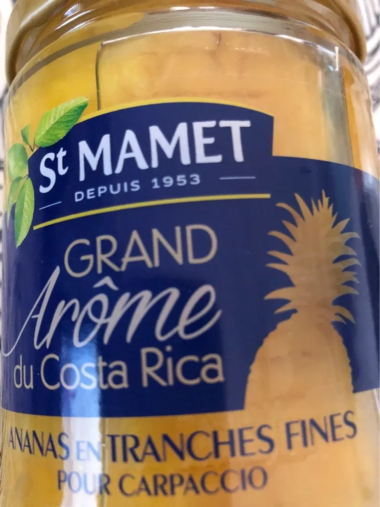 Ananas tranches fines carpaccio Grand Arôme du Costa Rica