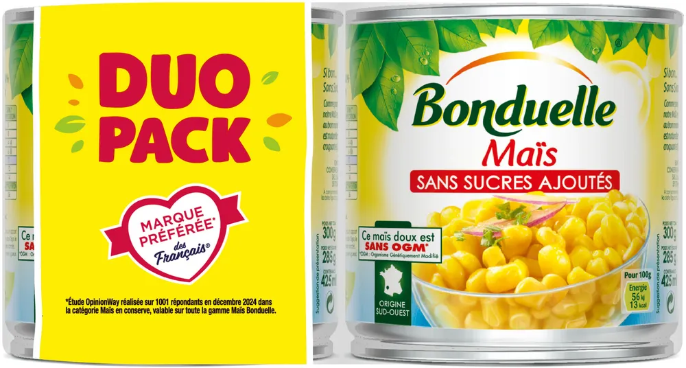 Maïs sans sucres ajoutés 1/2x2