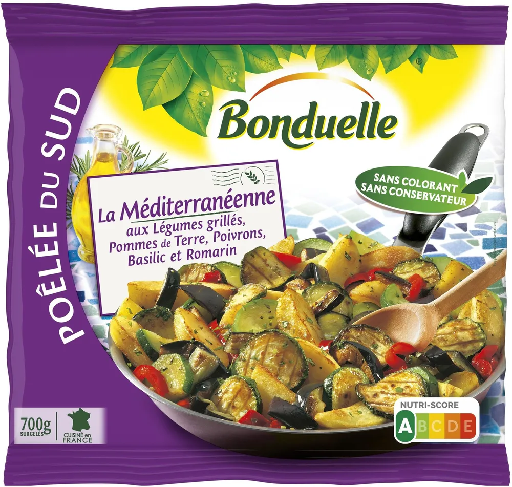 Poêlée La Méditerranéenne - Aubergines et Courgettes grillées, Pommes de terre