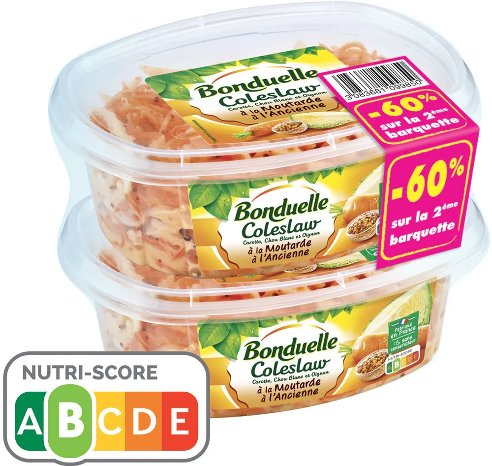 Coleslaw à la Moutarde à l'Ancienne Bonduelle 320gx2 2éme à -60%