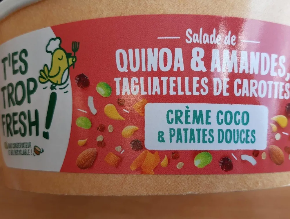 Salade Quinoa, Amandes, Carottes, Crème Coco, Patates Douces