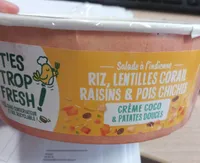 Salade de riz, lentilles corail, raisins & pois chiches