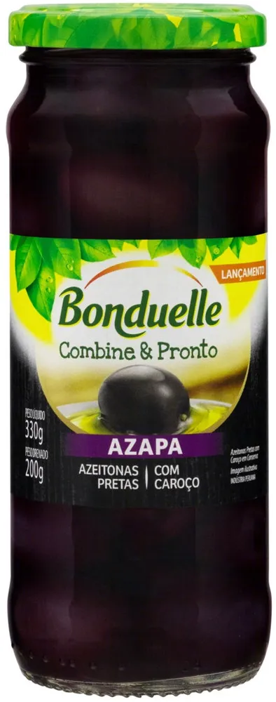 Azeitona Preta Em Conserva Azapa Com Caroço Bonduelle Vidro 200g