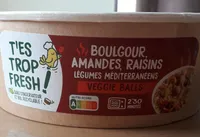 Boulgour, amandes, raisins Légumes méditerranéens