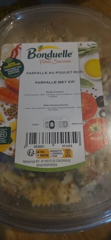 Farfalle au poulet roti