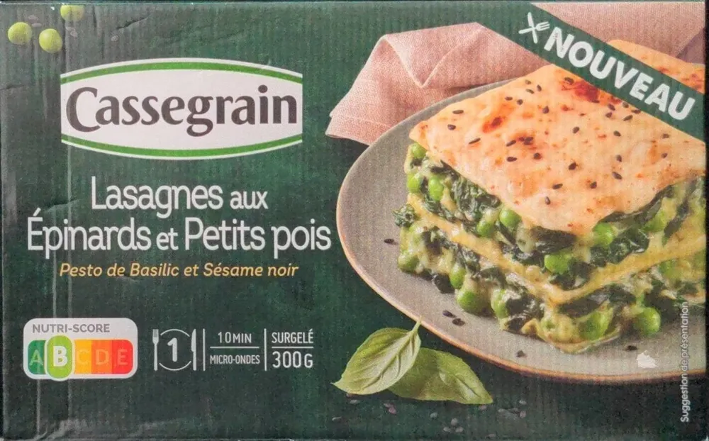 Lasagnes Epinards Petits pois 300g