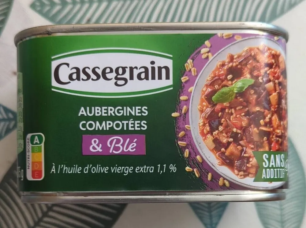 Aubergines compotées et blé