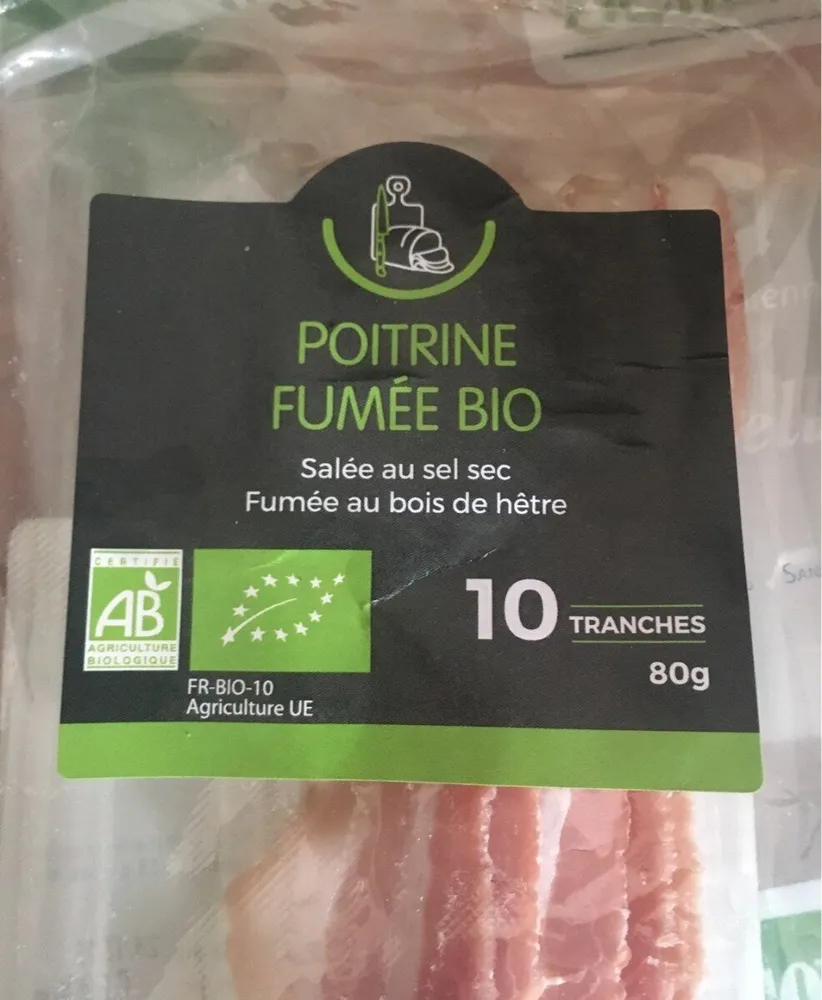 Poitrine fumée salée au sel sec, fumée au bois de hêtre
