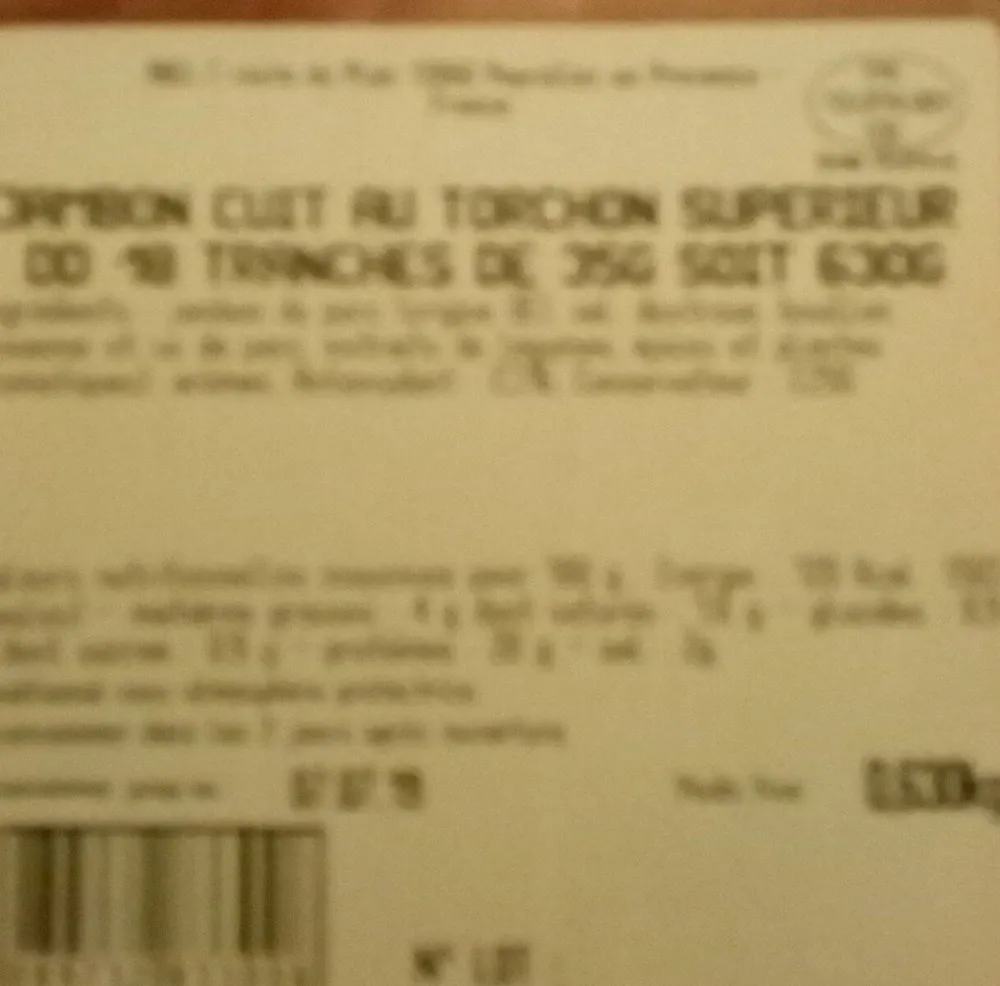 Jambon cuit au torchon supérieur