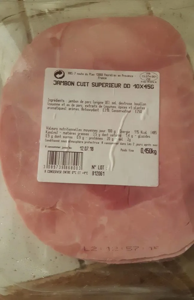 Jambon cuit supérieur DD