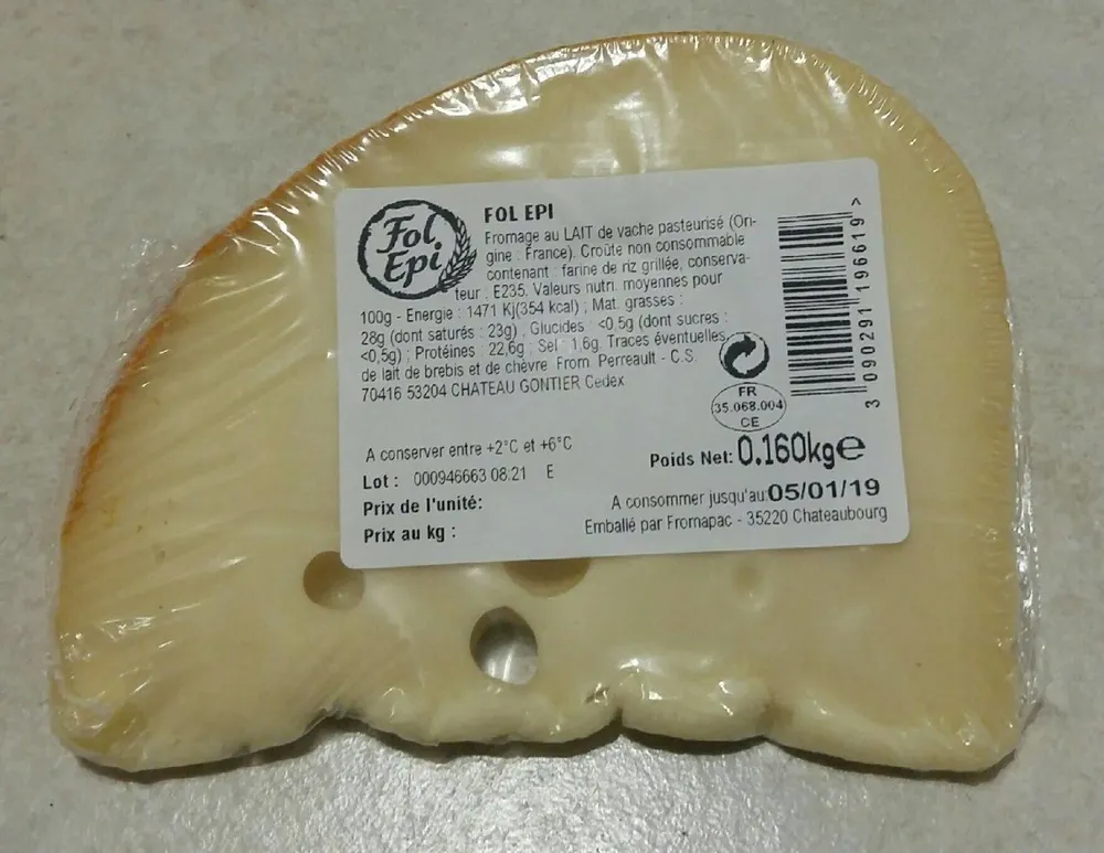 FOL EPI au lait pasteurise, 28%MG