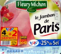 Le Jambon de Paris (- 25 % de Sel) 4 Tranches + 2 Gratuites