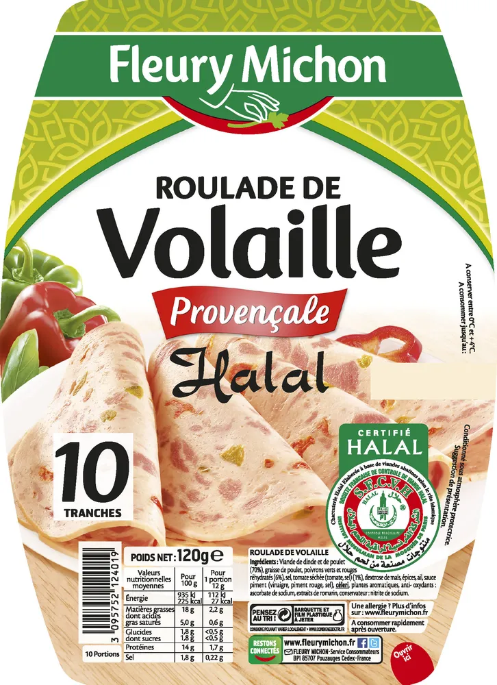 Roulade de volaille provençale Halal - 10 tr.