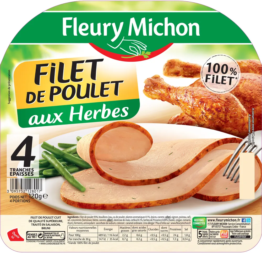 Filet de poulet aux herbes - 4 tranches épaisses