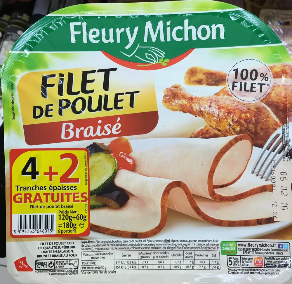 Filet de poulet braisé (4+2 gratuites)