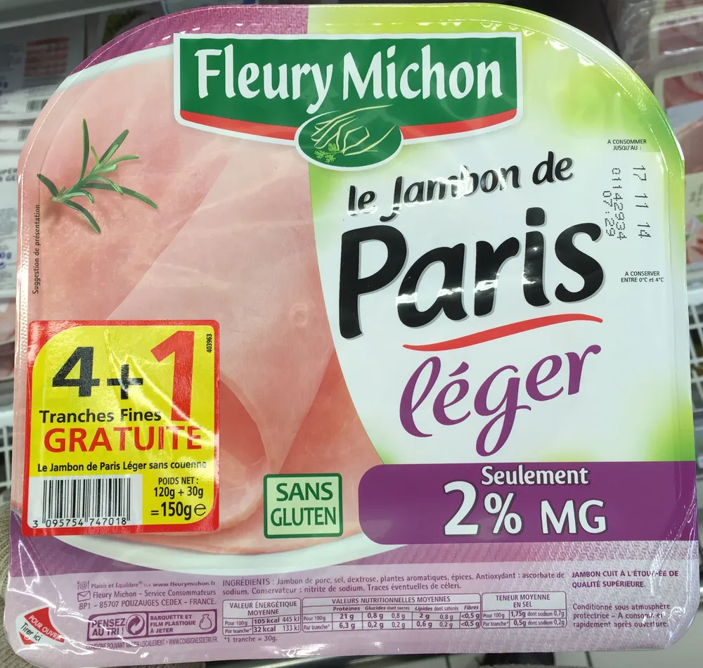 Le Jambon de Paris léger (2% M.G)