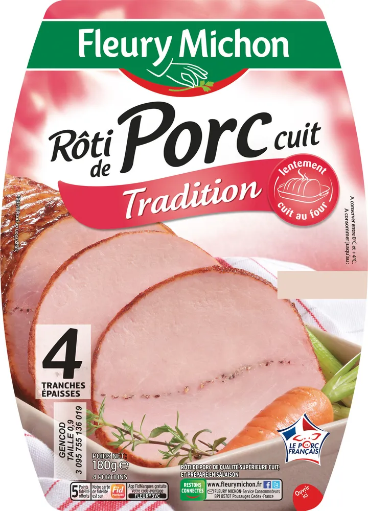 Rôti de porc cuit tradition - 4 tranches