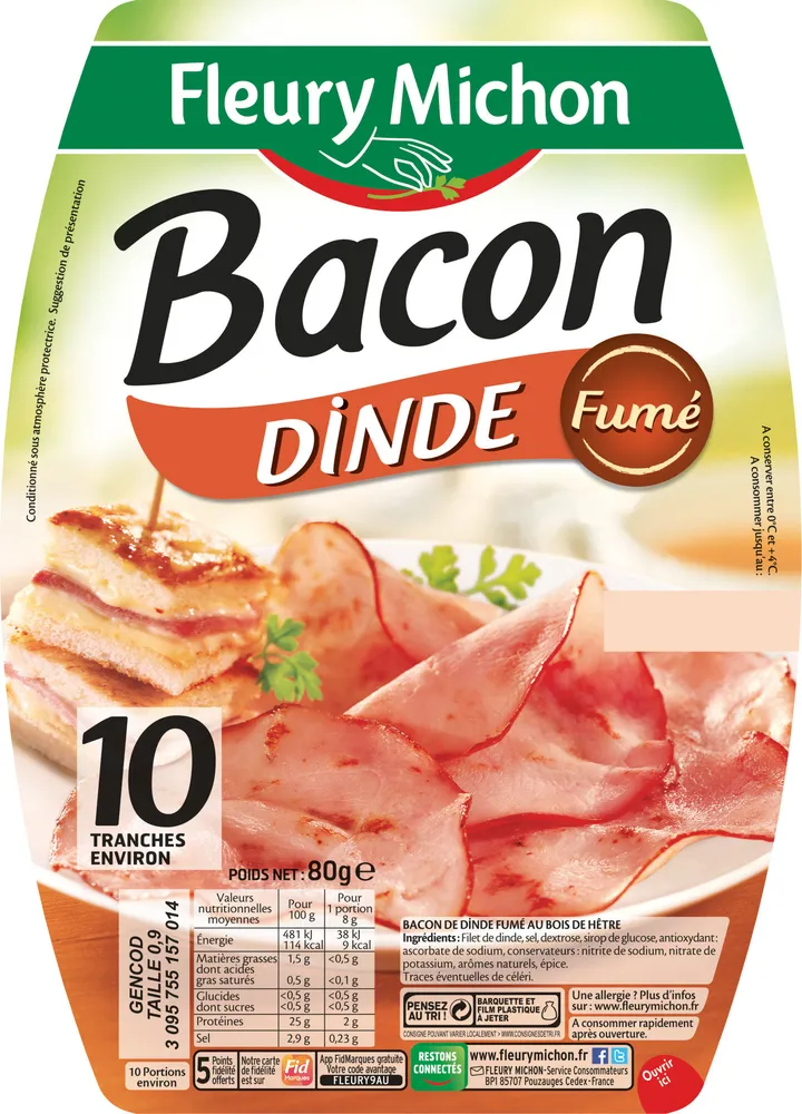 Bacon dinde fumé - 10 tranches environ