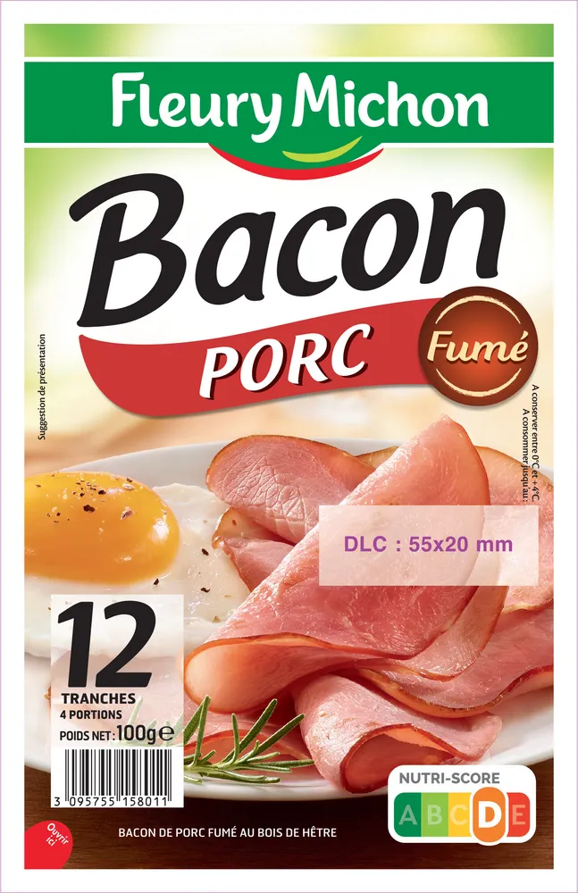 Bacon porc fumé - 12 tranches environ