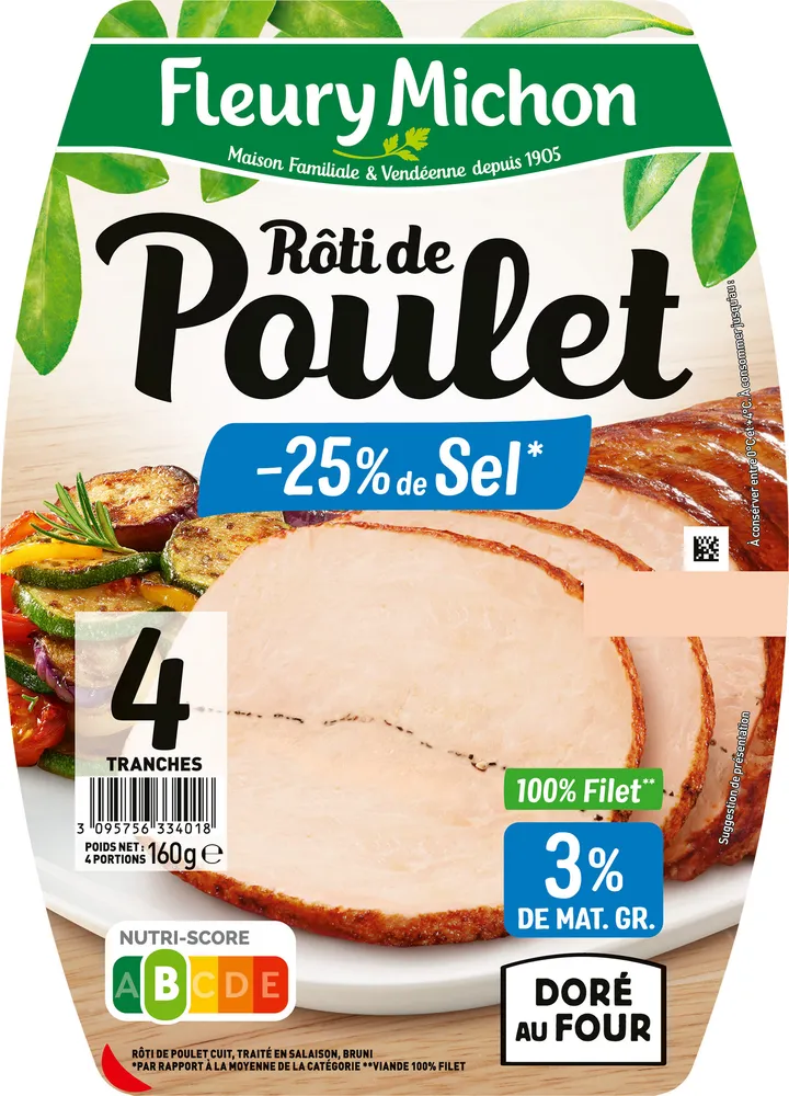 Rôti de Poulet -25% de Sel*