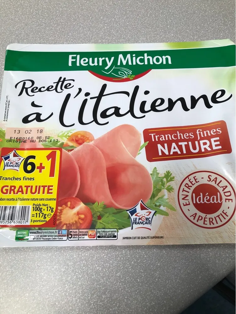 Fleury jambon italien sans couenne tranche fine x6