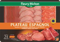 Plateau espagnol - Jambon cru Serrano, Filet de porc séché Lomito, Chorizo doux Pata Negra
