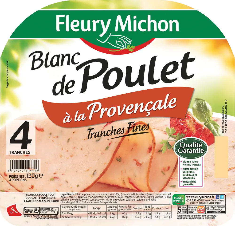 Blanc de Poulet à la Provençale - 4 tranches fines