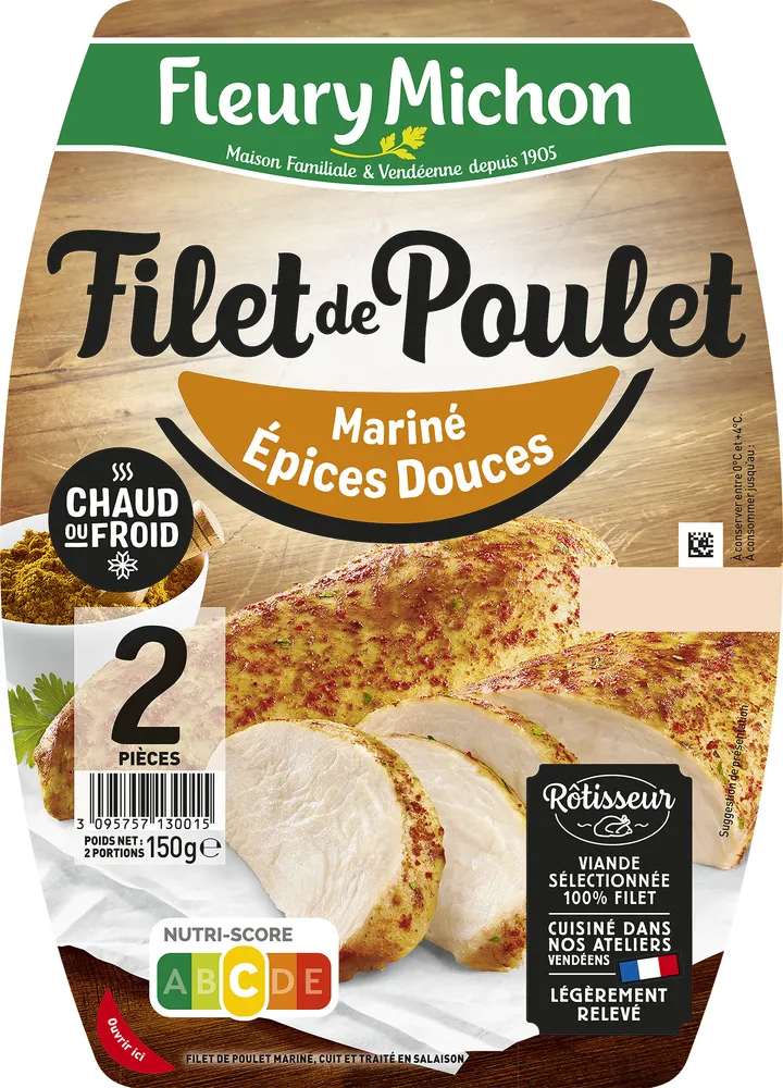Filet de poulet grillé mariné aux épices douces