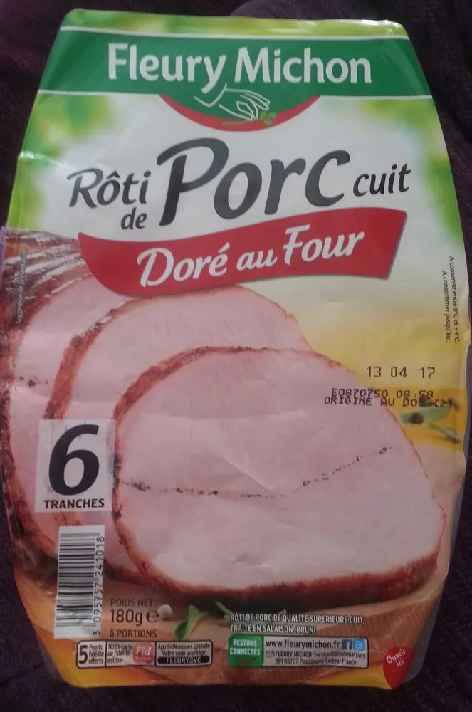6 Tranches Rôti de Porc Cuit Doré au Four