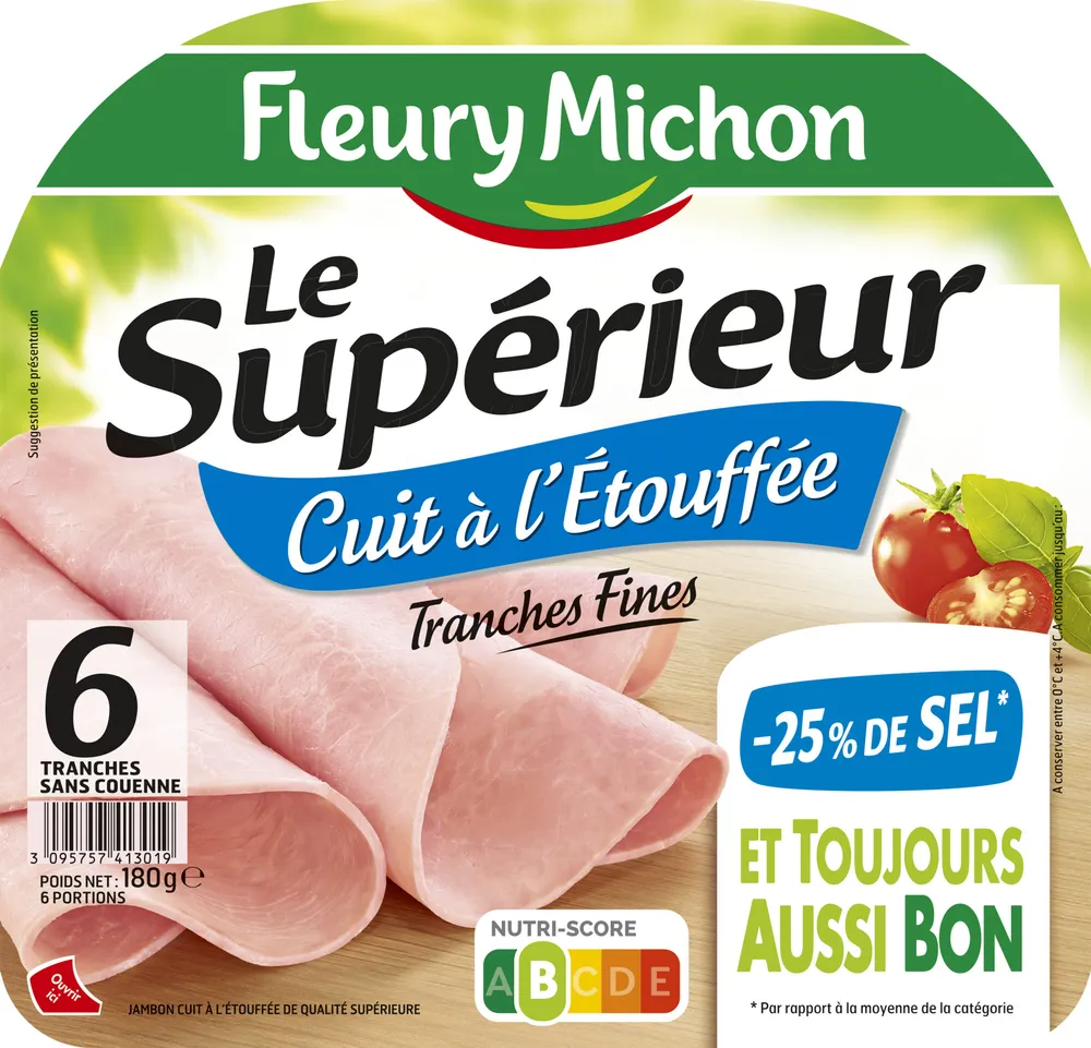 Le supérieur cuit à l'étouffée - tranches fines - 25% de sel * - 6 tranches