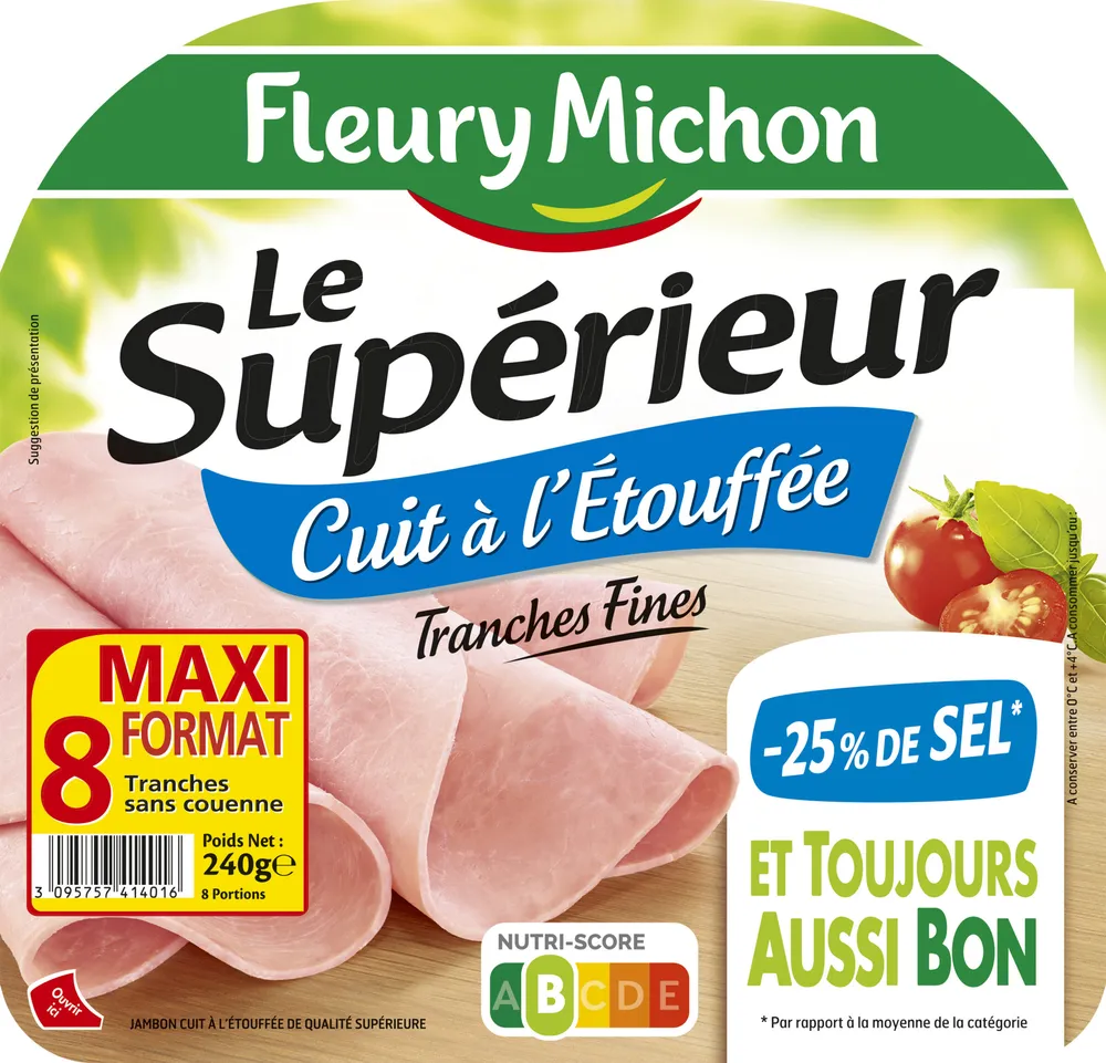 Le supérieur cuit à l'étouffée - tranches fines - 25% de sel* - 8 tranches