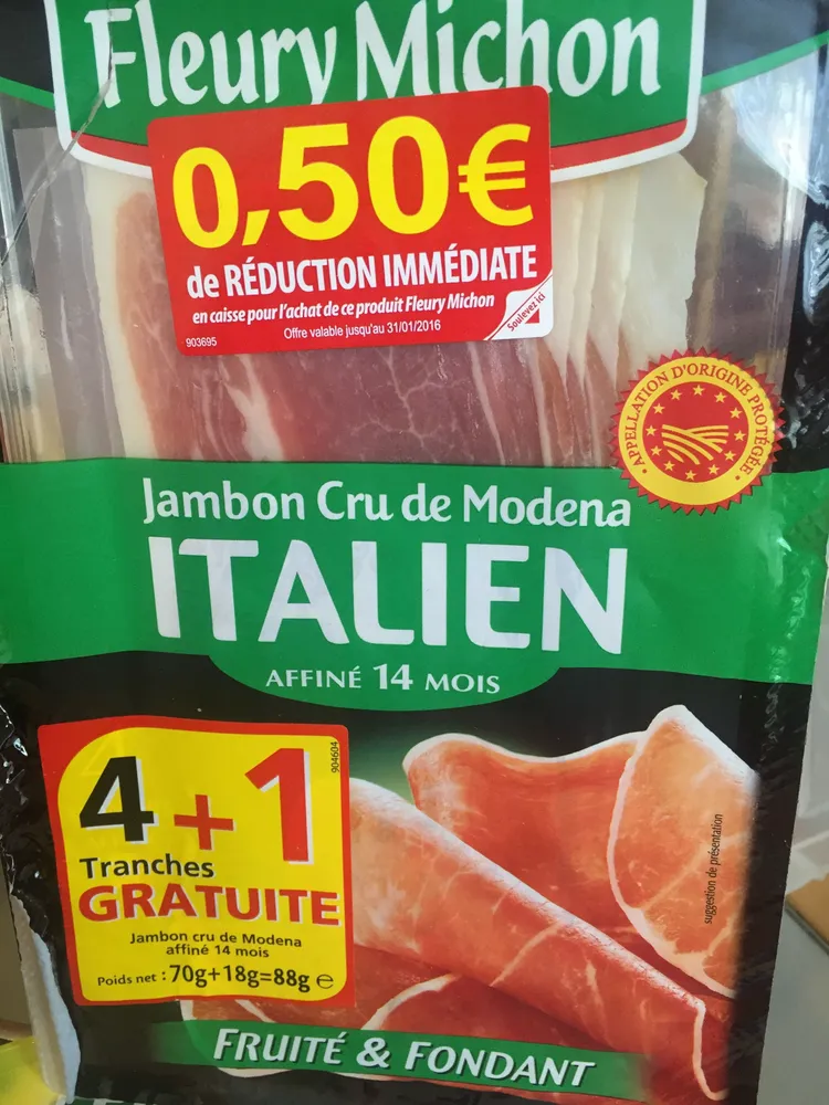 Jambon cru de Modena Italien affiné 14 mois