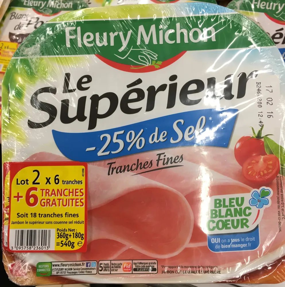 Le Supérieur -25% de Sel (lot 2x6+8 tranches)