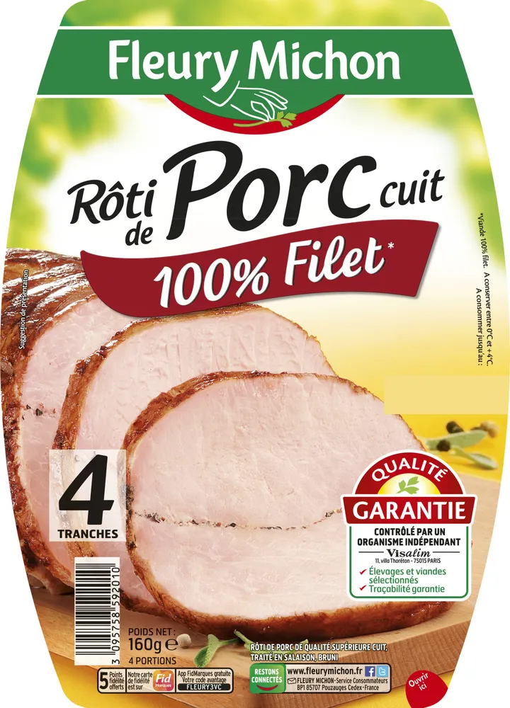 Rôti de porc cuit 100 % filet* - 4 tranches