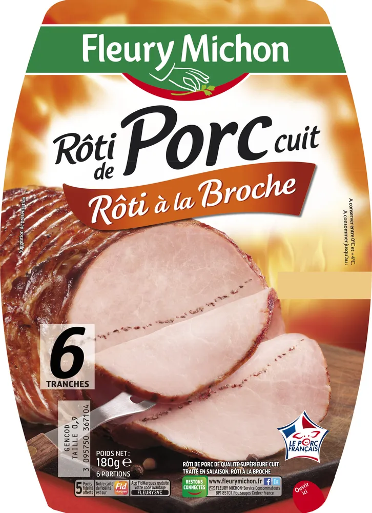 Rôti de porc cuit, rôti à la broche - 6 tranches