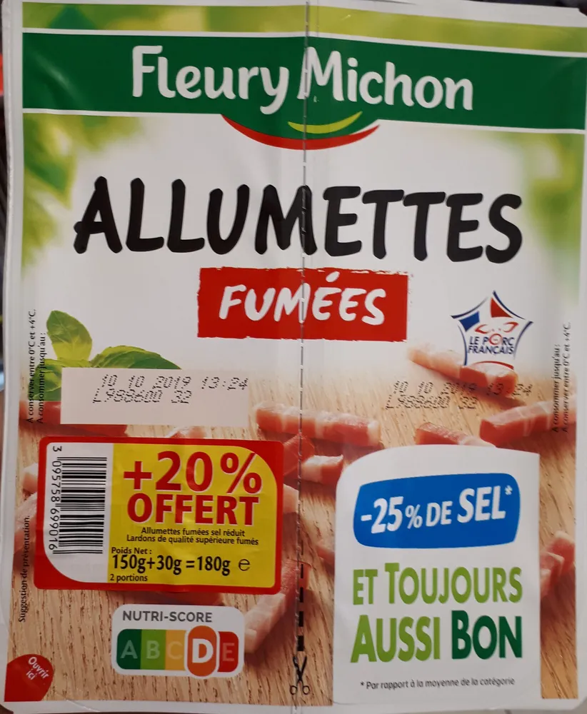 Allumettes fumées -25% de sel