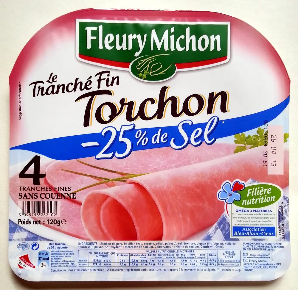 Le Tranché Fin Torchon (- 25 % de Sel) 4 Tranches Fines Sans couenne