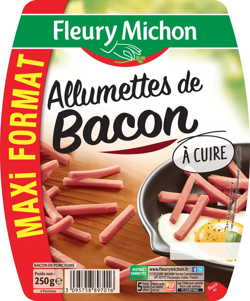 Allumettes de bacon maxi format - 250 g.