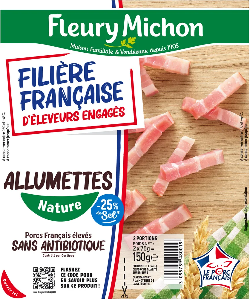 Allumettes - Nature -25% de sel* - FILIERE FRANCAISE D'ELEVEURS ENGAGES