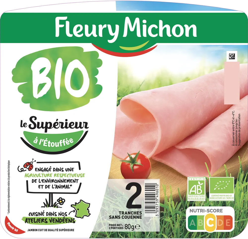 Jambon Supérieur sans couenne Bio - 2 tranches
