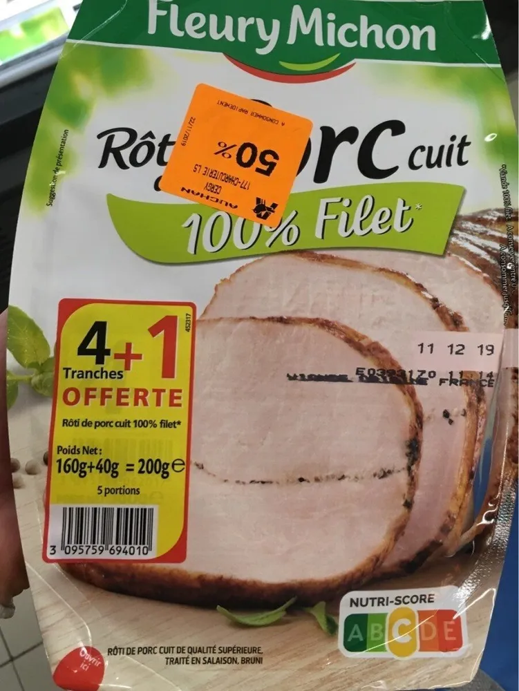 Rôti de porc cuit  nitrité