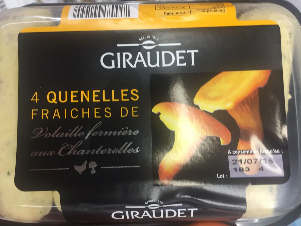 4 quenelles fraîches de volaille fermière aux chanterelles