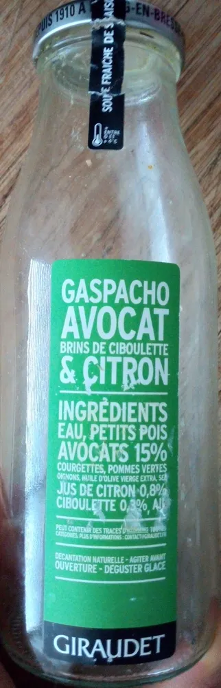 Gaspacho avocat, brins de ciboulette & citron