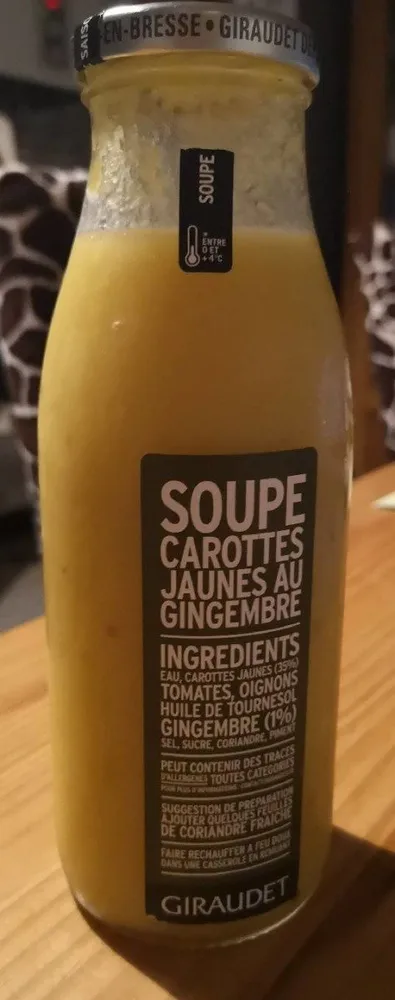 Soupe carotte jaunes au gingembre