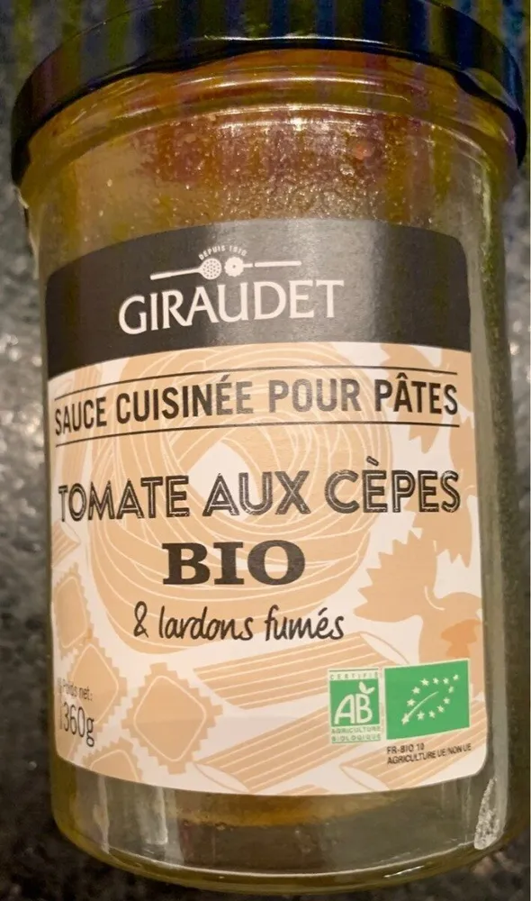 Sauce cuisinée pour pâtes Tomate aux cèpes bio & lardons fumés