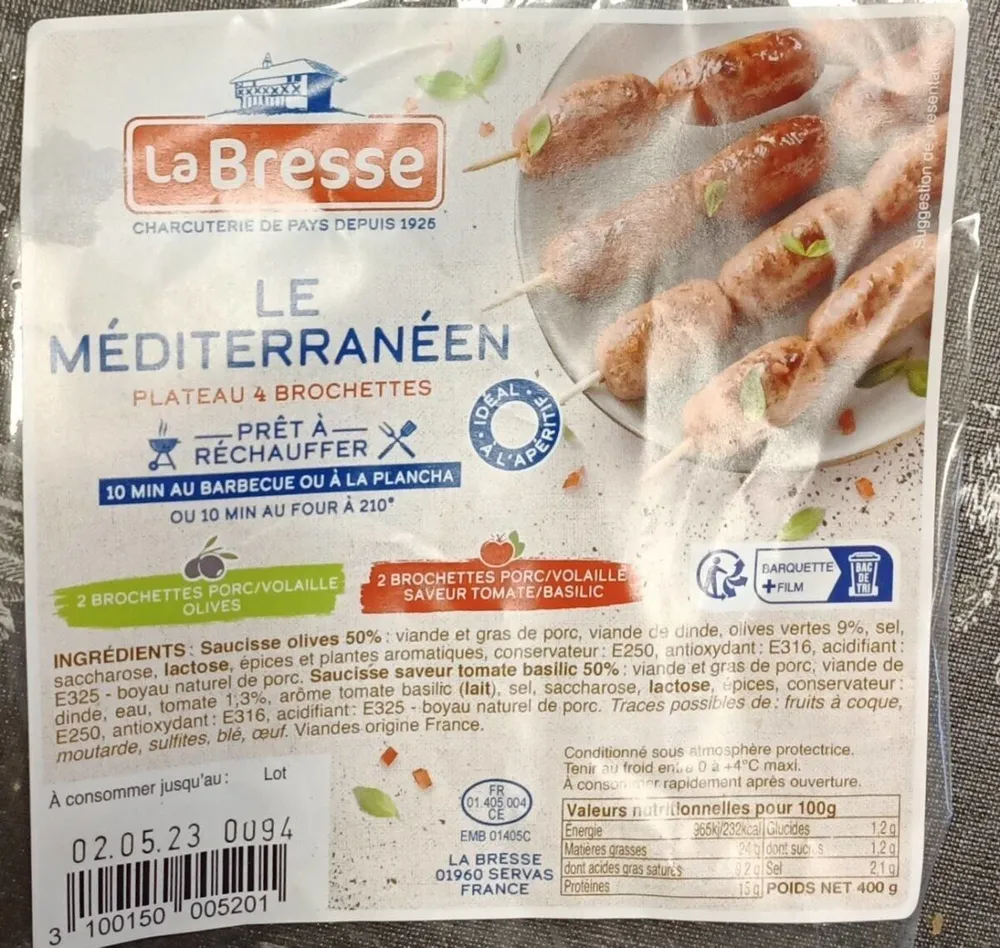 Le méditerranéen plateau 4 brochettes