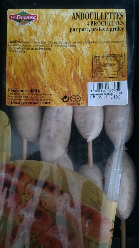 Andouillettes pur porc 4 brochettes