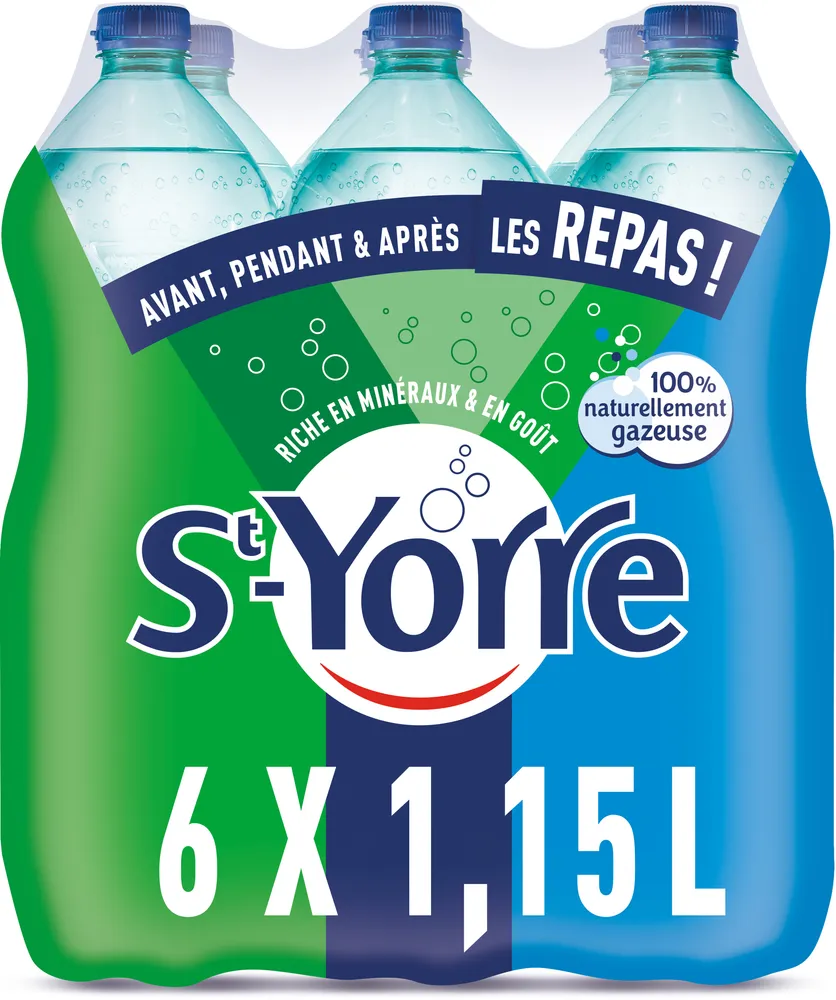 ST YORRE Eau Minérale Naturelle Naturellement Gazeuse 6x1.15L